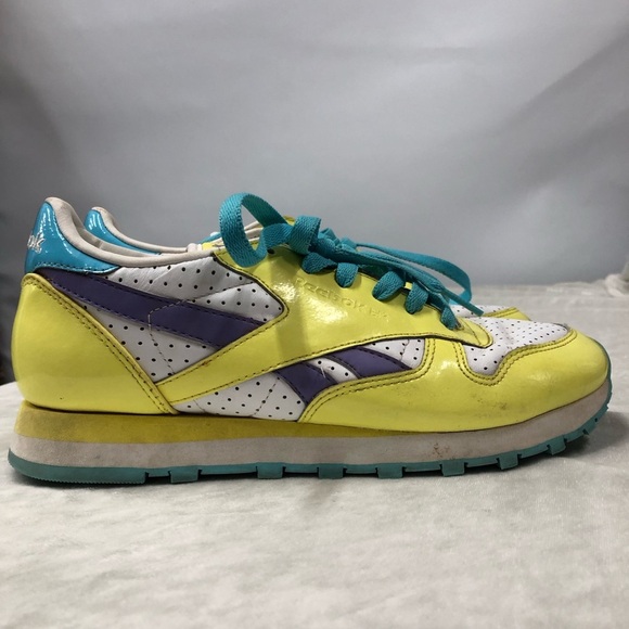 Vintage Reebok Classics yellow and purple size 8 1/2 - Picture 4 of 14
